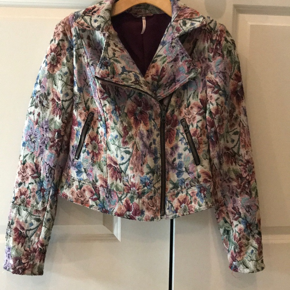 Floral moto blazer